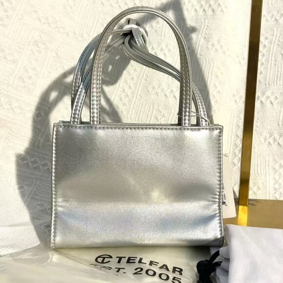 🌹🌹Telfar Shopping Bag Silver New - Picture 2 of 6